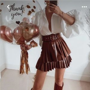 New Zara Faux Leather Skirt Brown S